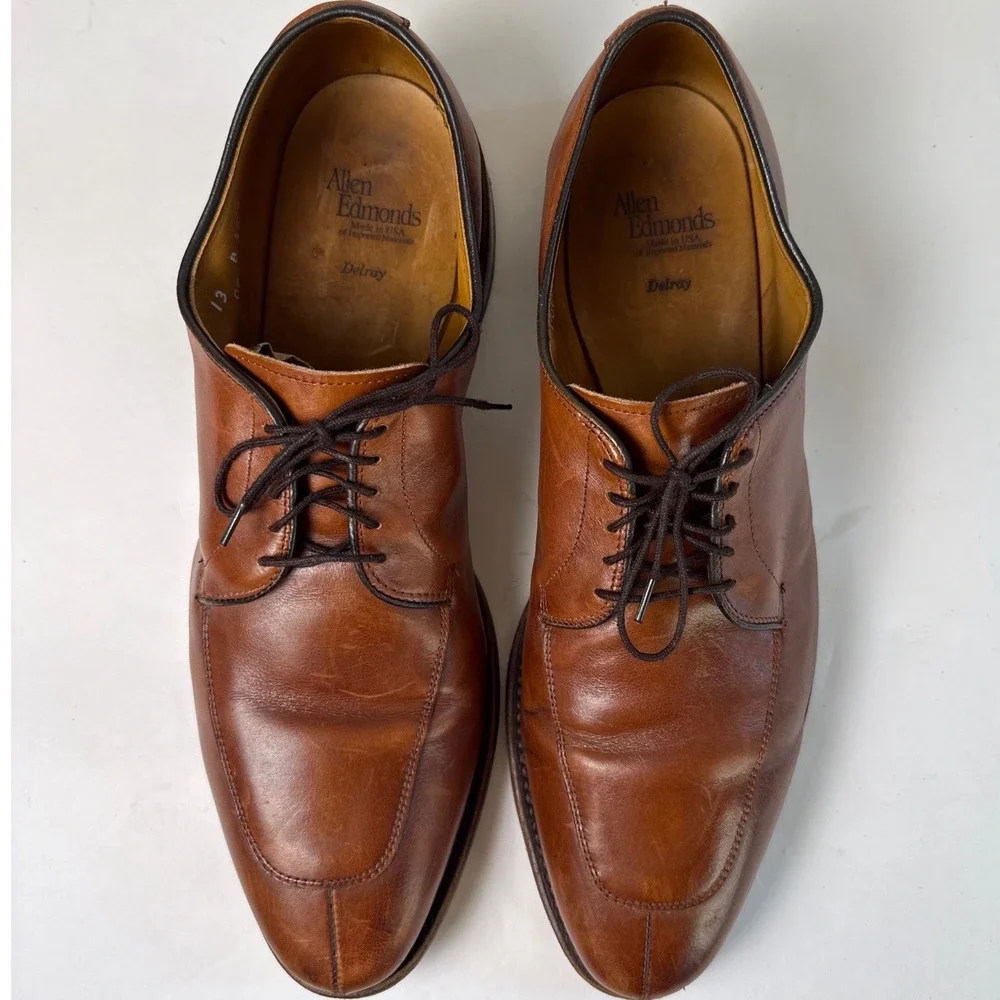 Allen Edmonds Delray Brown Leather‎ Split Toe Derby Dress Shoes Mens 13 B 1298